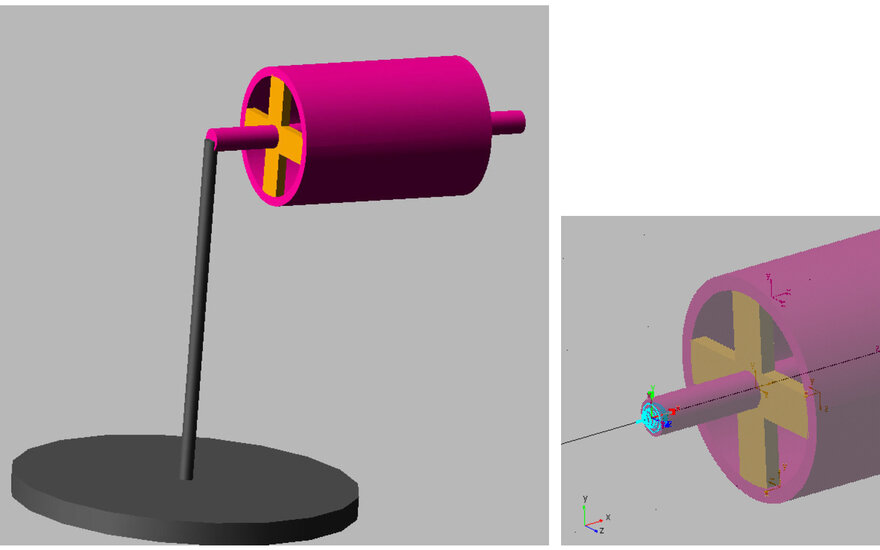 Computersimulation des Physik-Versuchs "Präzessionsbewegung eines Kreisels".