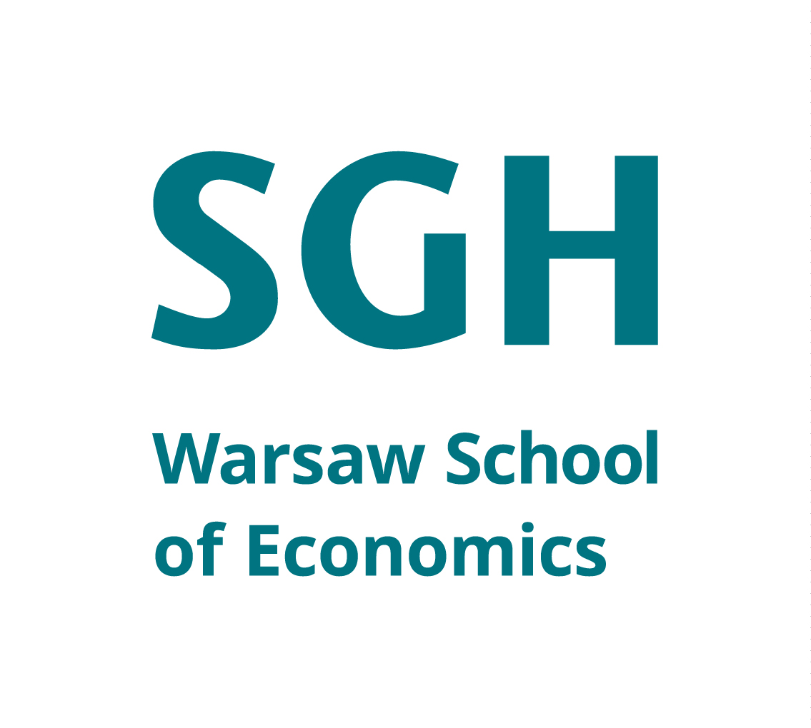 Türkises Logo der Warsaw School of Economics auf weißem Hintergrund